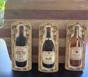 Set of 3 Wine Bottle Wall Plaques