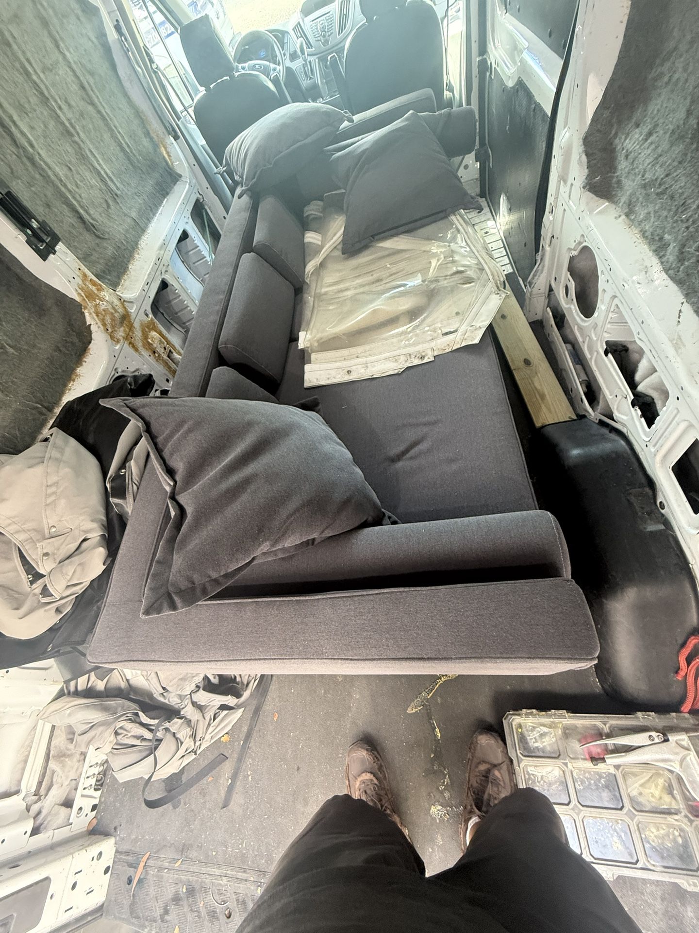 New Reupholstered Couch Grey New