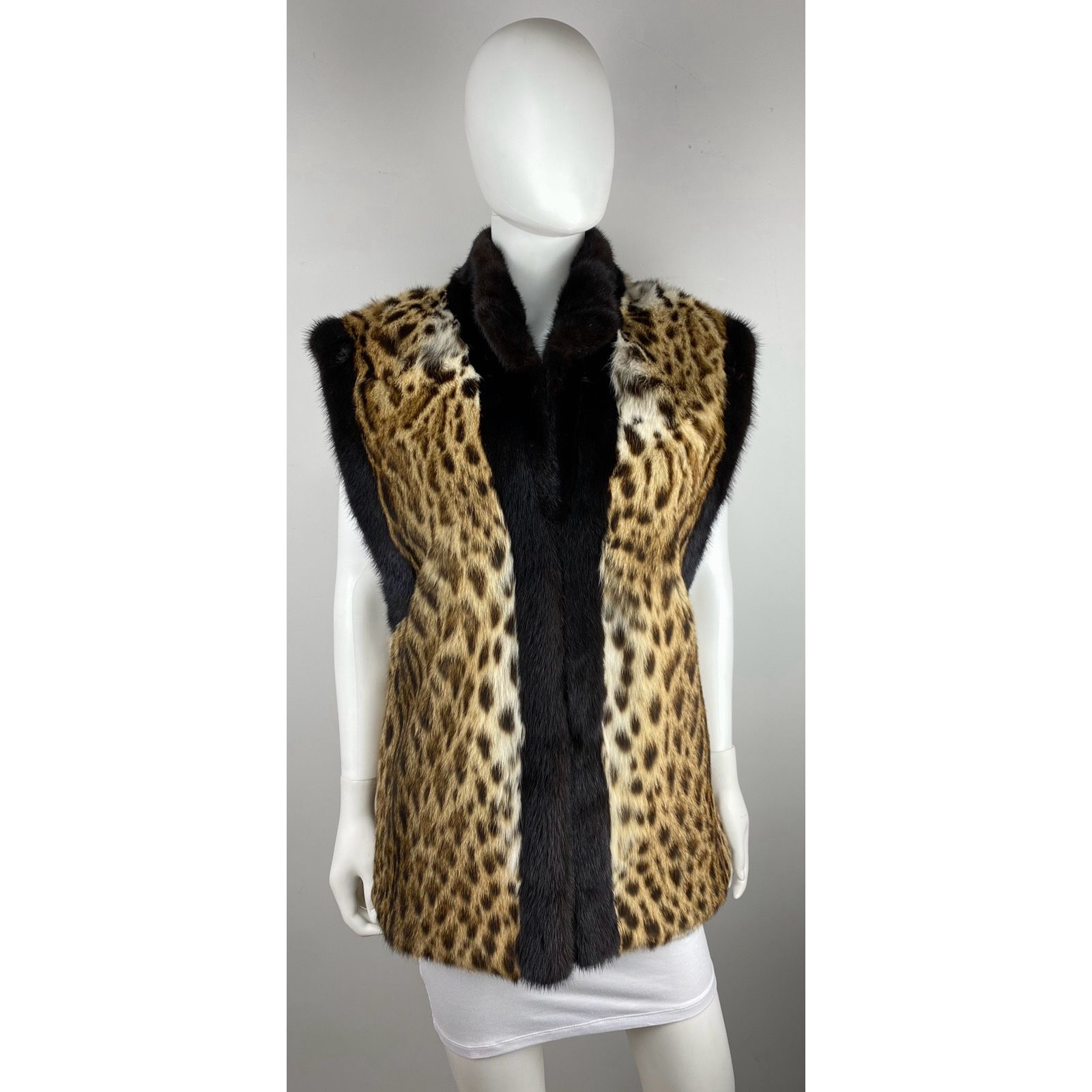 Leopard Print Ranch Mink Trim Coat Bomber Jacket