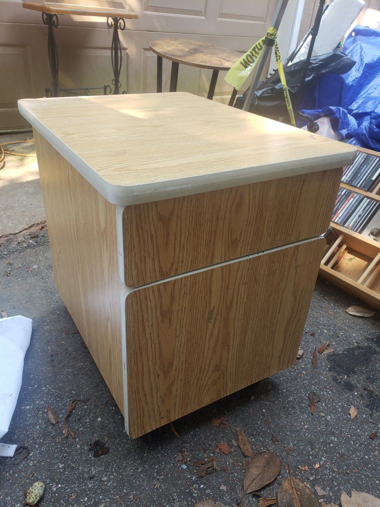Nightstand Or File Cabinet On Wheels With Extra Set Of Wheels