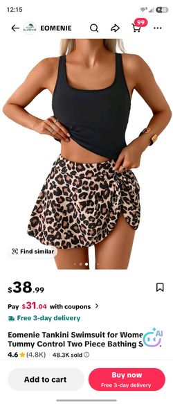 Tankini Swimsuit for Women Tummy Control Two Piece Bathing Suit High Waisted Tank Top with Swim Skirt Swimdress #Deals For You Days