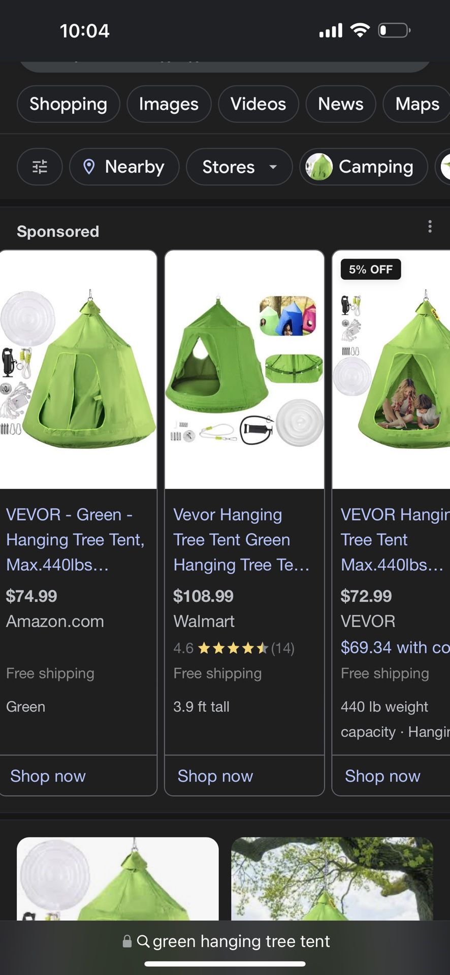 Hanging Tree Tent Green 