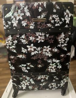 Vince Camuto Hardside Spinner Suitcase Black Floral Design