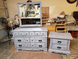 Dresser with mirror and night stand