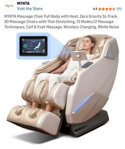New MYNTA 3D Full Body Massage Chair Zero Gravity, Apricot White