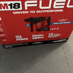 M18 FUEL ONE-KEY 18v Lithium-Ion Brushless Cordless 1-3/4 In. SDS-MAX Rotary Hammer W/ Two 12.0Ah Battery’s