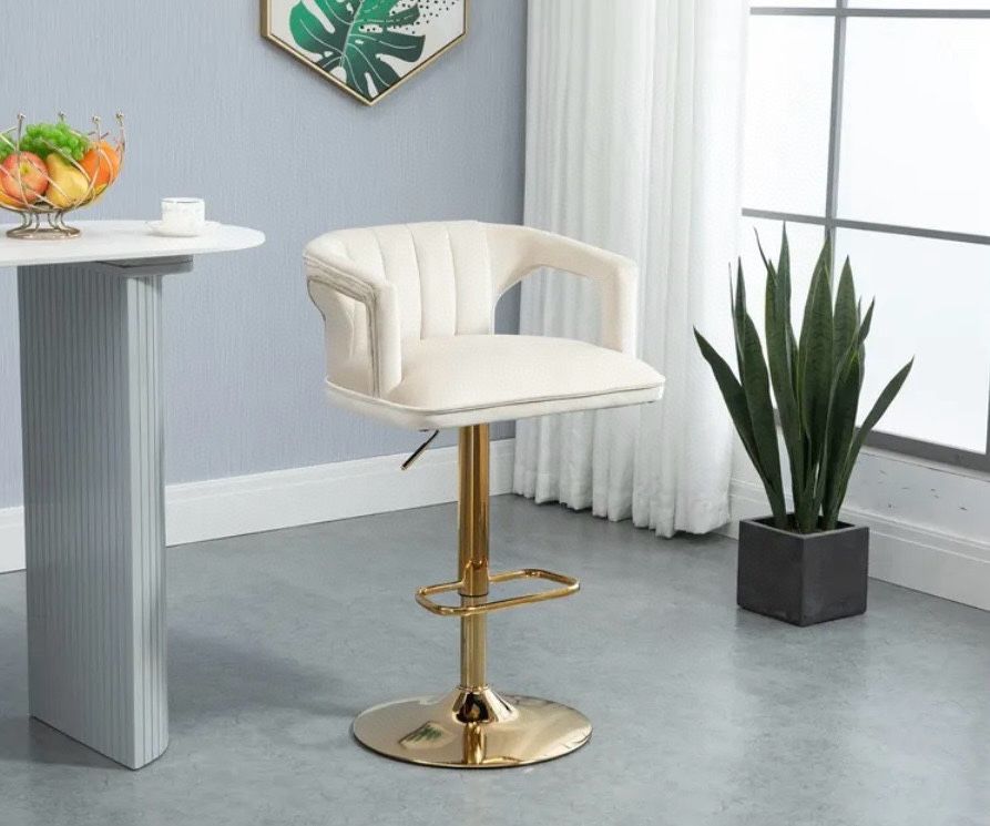 Vintage Bar Stools with Back and Footrest Counter Height Dining 2 Chairs