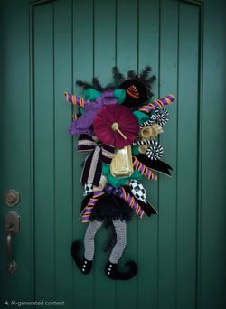 Halloween Witch Door Swag Wreath