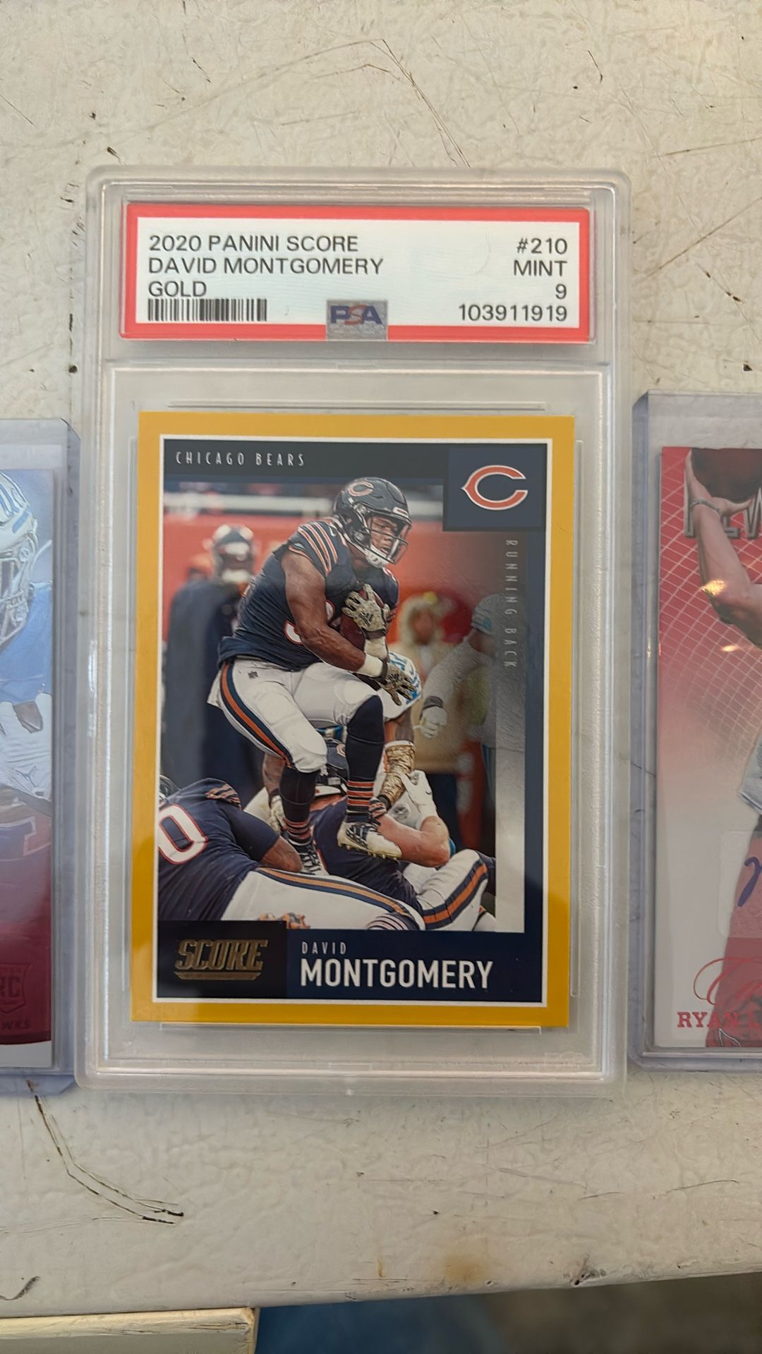 Dameon Pierce#510/599,Zach Charbonet Rookie Card #328/399, David Montgomery Mint 9, Autographed Ryan Lindsey #69/350