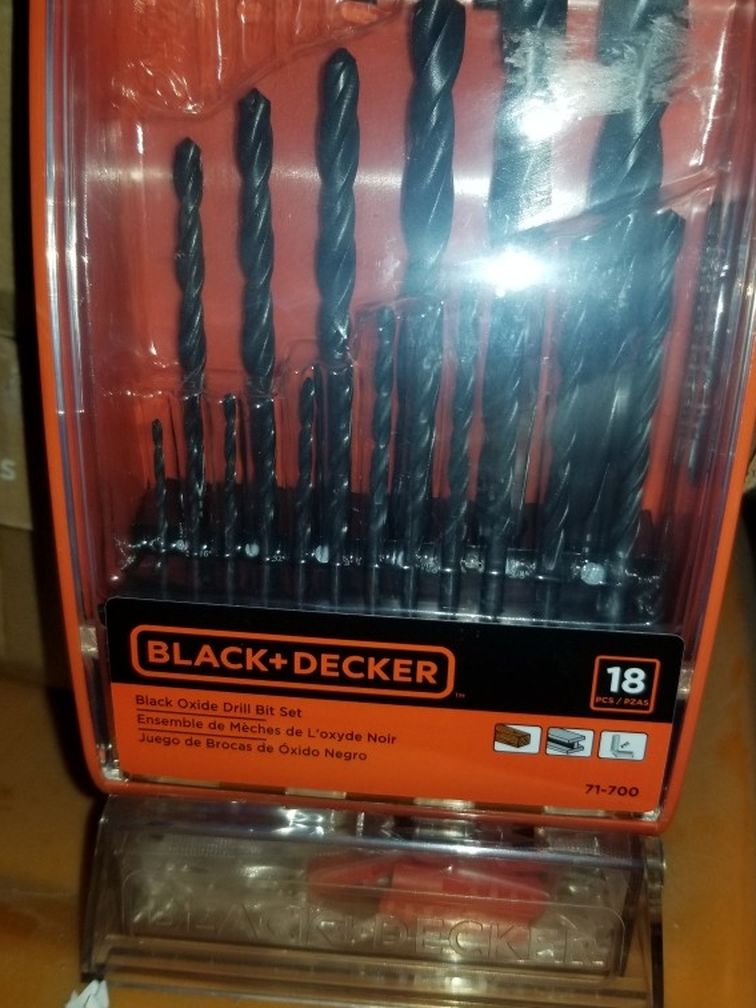 Brand New Black+decker Black Oxide Drill Bit Set 18 Pc