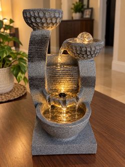 Water Fountain with LED Lights and Rolling Ball