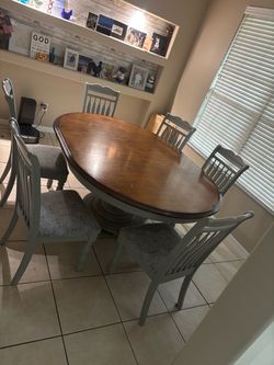 Oval Wood Dining Table with 6 Chairs