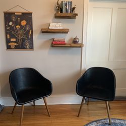 CB2 Venice Studio Chairs Black Leather for Sale in Chicago IL