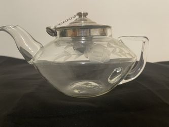 Vintage Etched Glass Pyrex Tea Pot