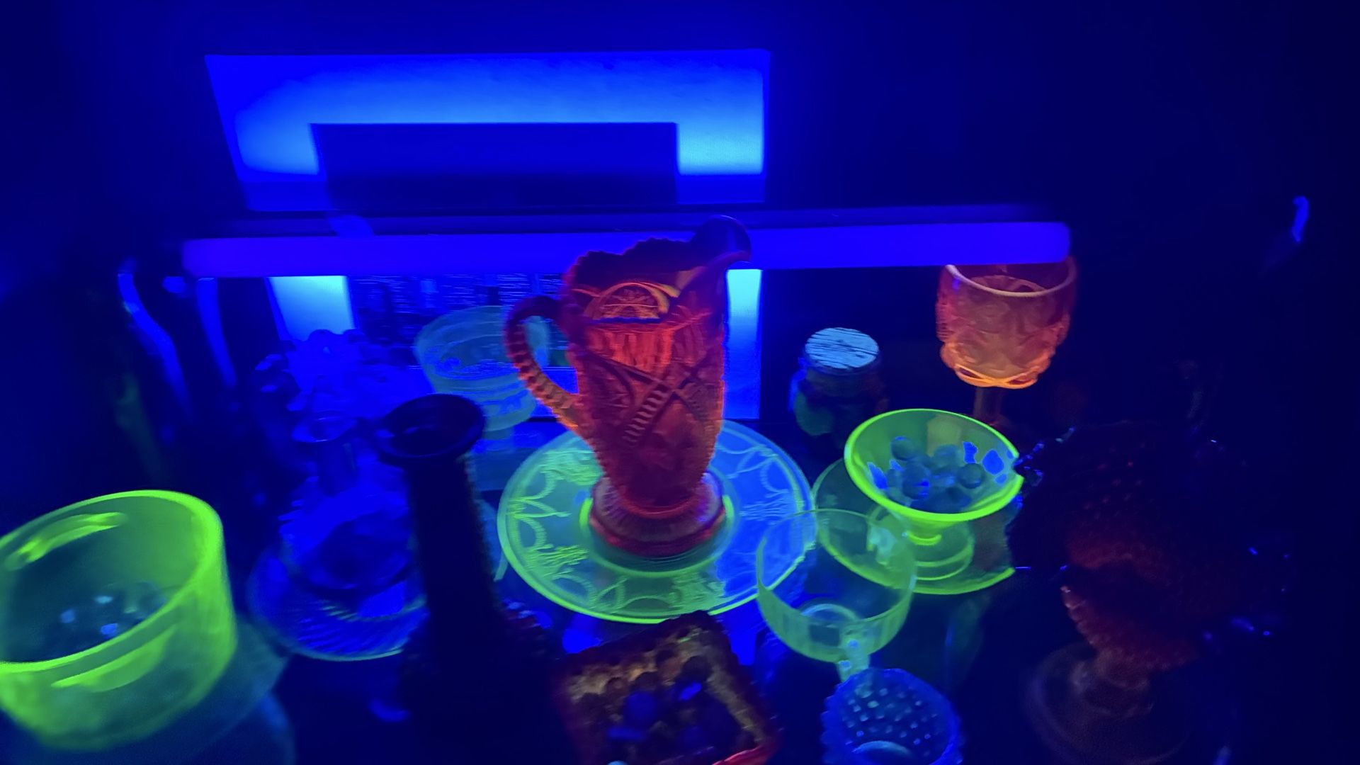 Depression glass decor and uranium glass decor vintage antiques