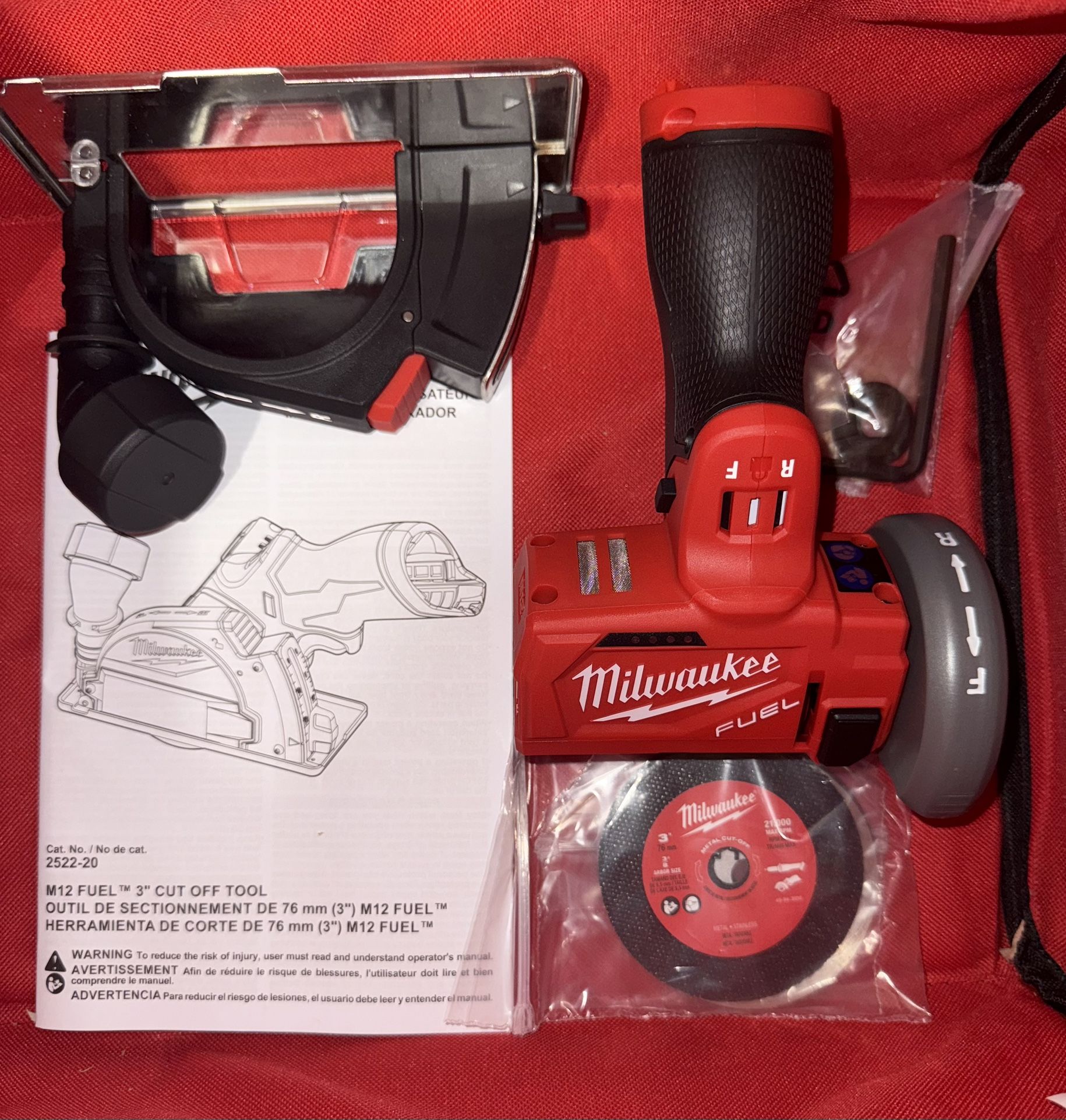 Milwaukee M12 Fuel 3” Compact Cutoff Tool w/Bag. Tool Only. Model #2522-20