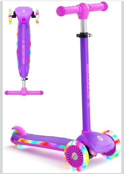 Kids 3-Wheel Kick Scooter with LED Light-Up Wheels