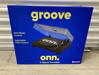 NEW - Groove 3-Speed Bluetooth Turntable, Anti-Skate Control, Adjustable Pitch Control