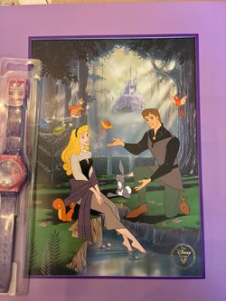 Disney Sleeping Beauty Lithograph 11x14" with Folder Mat and Watch
