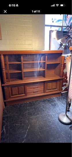 Vintage solid wood, sliding door doors, glass display hutch