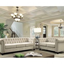 Beige Sofa And Love Seat Set (Free Delivery)
