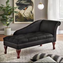 New Black Storage Chaise Settee Sofa Accent Chair