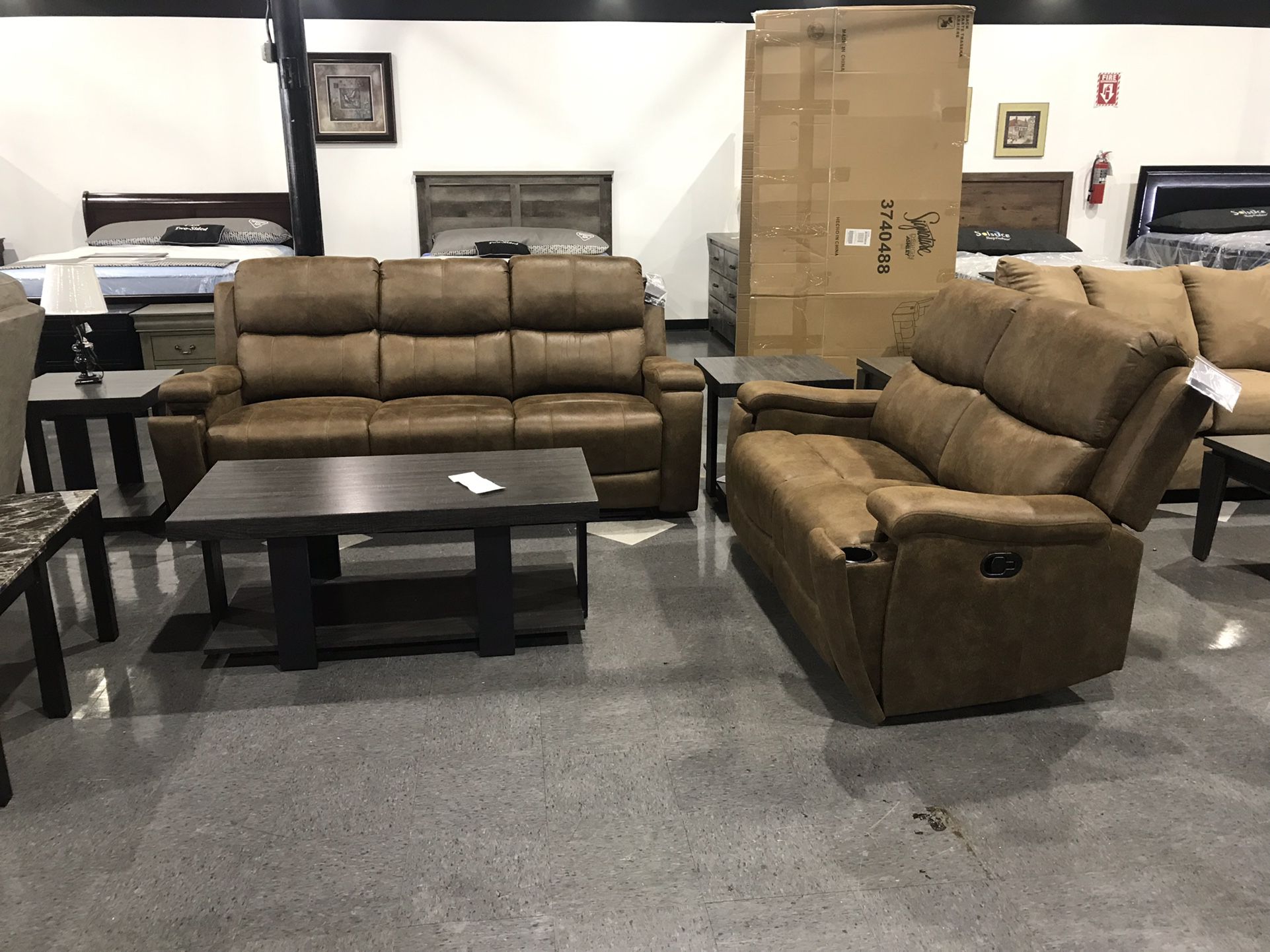 Reclining Sofa And Love Seat With Cup Holders
