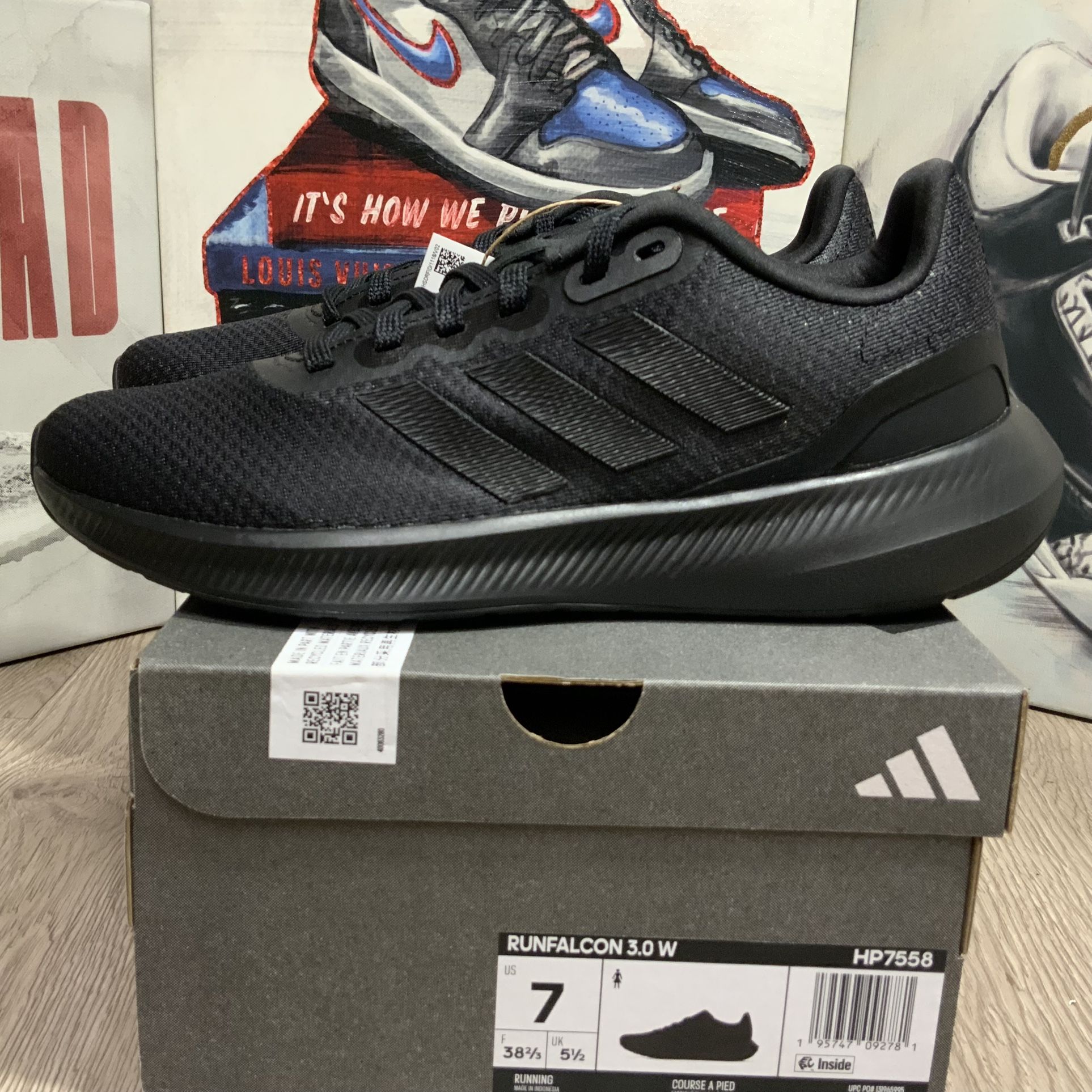 New Women Adidas Runfalcon 3.0 HP7558 Black Running Shoes Sizes 7W, 7.5Women, 8Women