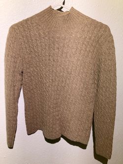 Ralph Lauren Beige Cable Knit Mock Neck Sweater