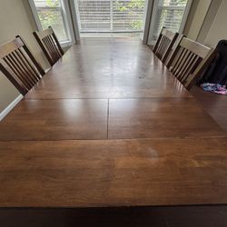 Extendable Wood Dining Table with 6 Chairs — 72” to 96”