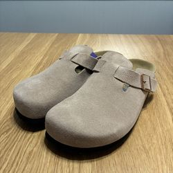 Women’s Size 9 Birkenstock Boston Clogs – Taupe Suede 🤎 Like New!