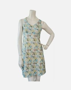 PATAGONIA Magnolia Spring Dress Furnai Floral Atoll Blue Size M Casual