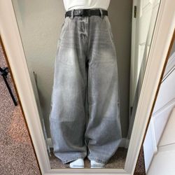 Baggy Grey Denim Barrel Jeans