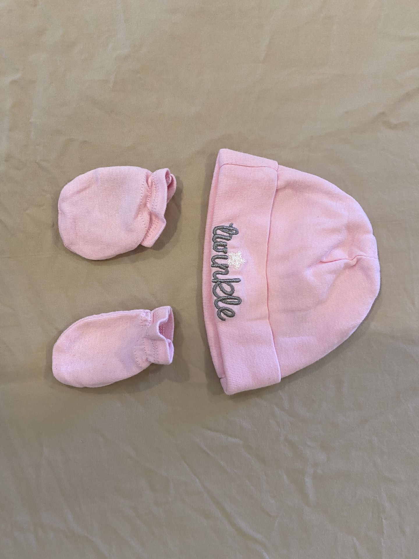 Baby Girls Organic Cap and Mitten Set 0-6 months