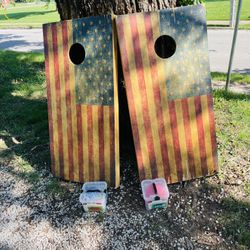 Cornhole Set- American Flag- Full Set