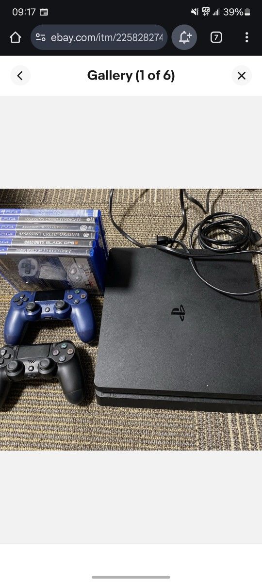 PlayStation 4 Slim 1 TB W 2 Controllers, 6 Games.