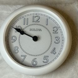 Bulova White Quartz Wall Clock – Minimalist Modern