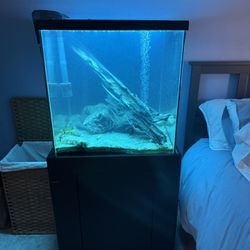 Free large 55 Gallon fish tank w/ Stand water filter, air pump, water heater and more!!