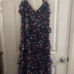 Navy Blue Flower Dress
