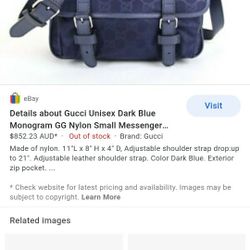 Gucci Blue Nylon Messenger Bag