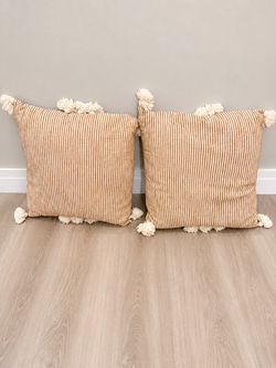 Better Homes & Gardens 20 in x 20 in Yellow Gauze Stripe Throw Pillow x2