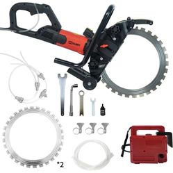 powerful 8980W/110V 16in ring concrete saw cutter - electric concrete saw for granite, porcelain, wood, stone - with 2 premium blades