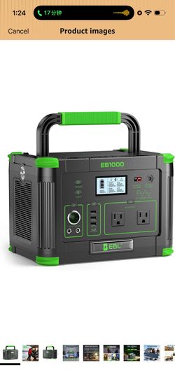 EBL Portable Power Station 1000W Solar Generator 999Wh for Home Backup Fast Charging Backup Battery with 10W Wireless Charging & Multiple Ports for Ca