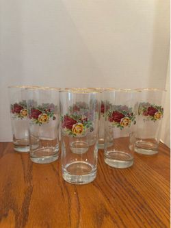 Rare Vintage Royal Albert Old Country Roses Highball Glasses