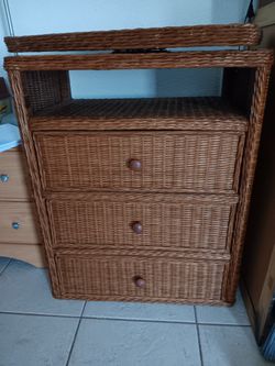 Lovely Wicker Dresser With Swivel Top