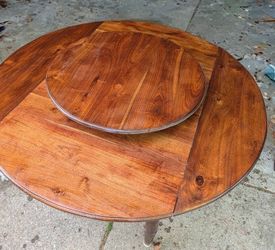 Rare Antique 19thC Figured Walnut Dining Table - Drop Leaf & Lazy Susan