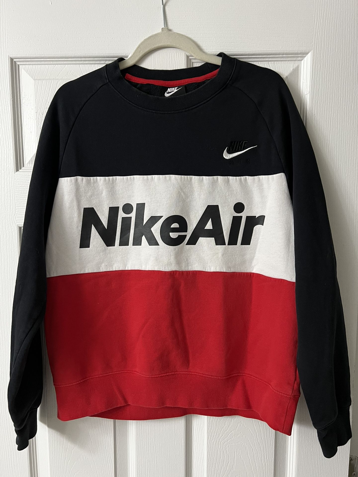 Nike Air Color Block Crew Neck Sweat In Red/Black - Main Image
