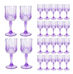 CHLJAR 7oz Plastic Vintage Drinking Glasses Wine Glasses Vintage Champagne Flutes Unbreakable Wedding Glassware Crystal Water Goblets Reusable Drinkwa