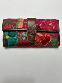 Mexican Leather Wallet ,embroidered Floral Wallet