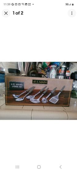 Brand-New In Box 41 & Main Stainless Steel 6-Piece Serving Untensil Set